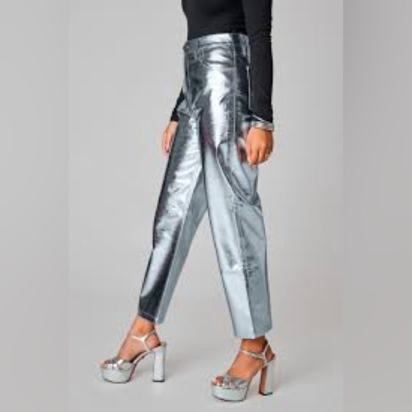 Buddy Love Pants - Buddy Love Travolta High Rise Metallic Silver Pants Size 25
